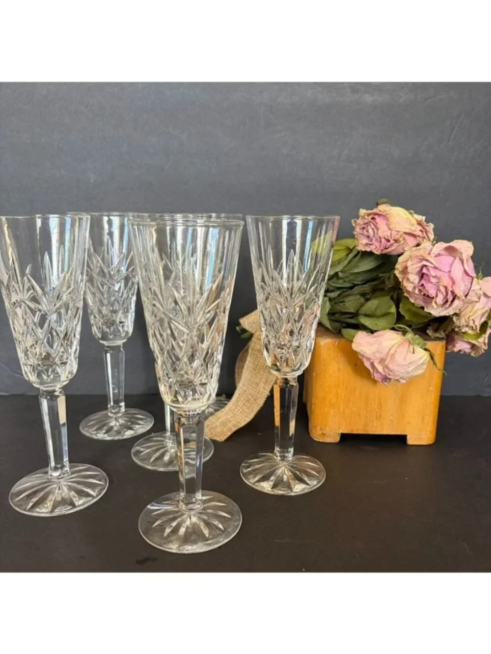 Lenox Charleston Crystal Champagne Flutes Set Of Six 8